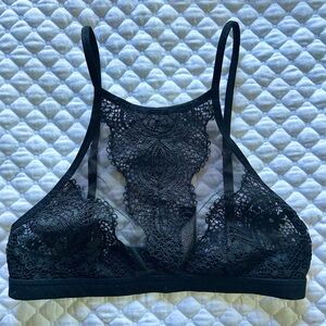 Victoria's Secret Black Lace High-Neck Bralette XS